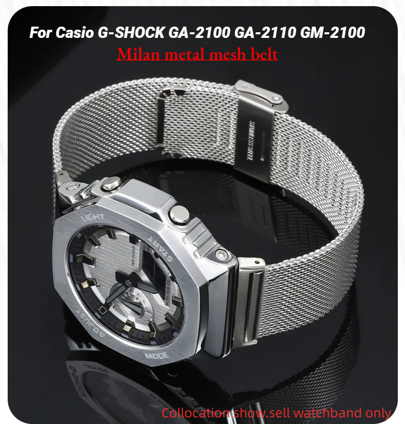 Casio Watch G-Shock Ga-2100 - ميلان شبكة معدنية حزام لساعة كاسيو