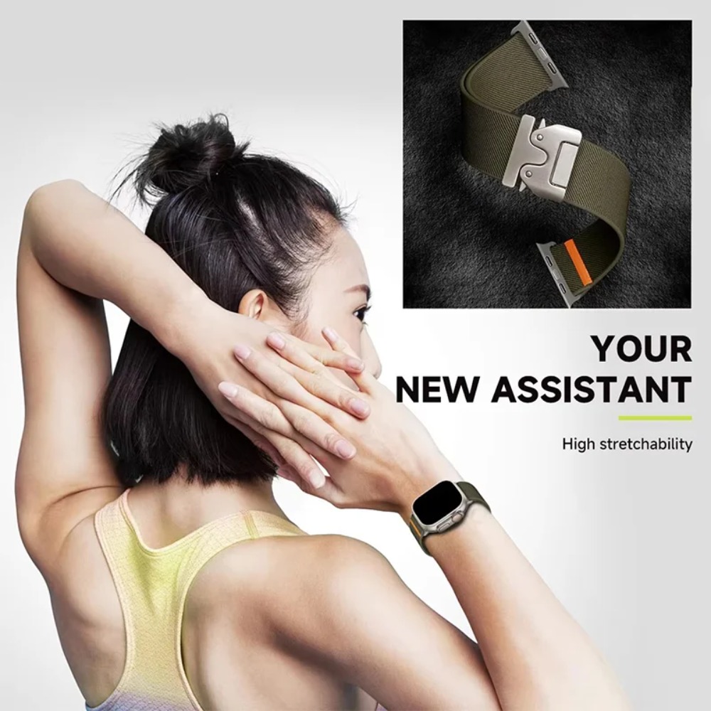 حزام نايلون مرن بمشبك للساعة ا - مراجعة Parachute Strap Elastic وسعره
