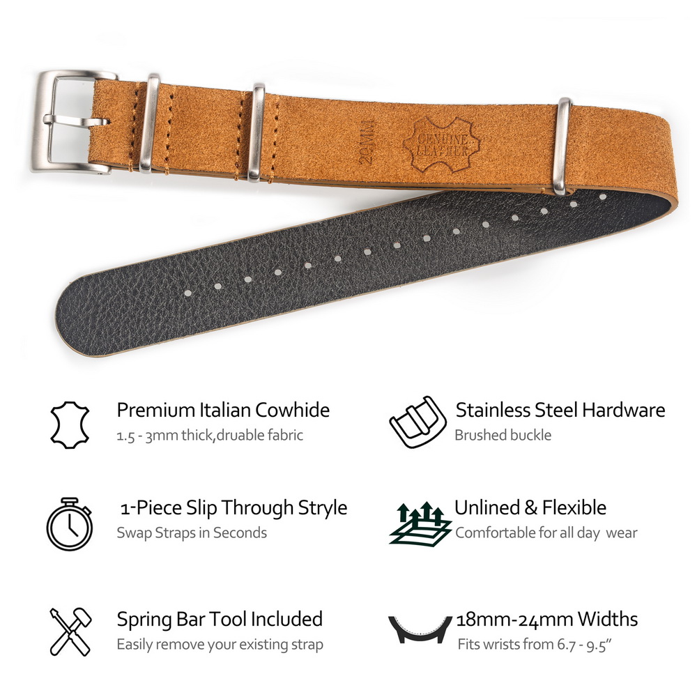 HEMSUT حزام جلد طبيعي (Suede)  - مراجعة Tropic Strap Vintage وسعره