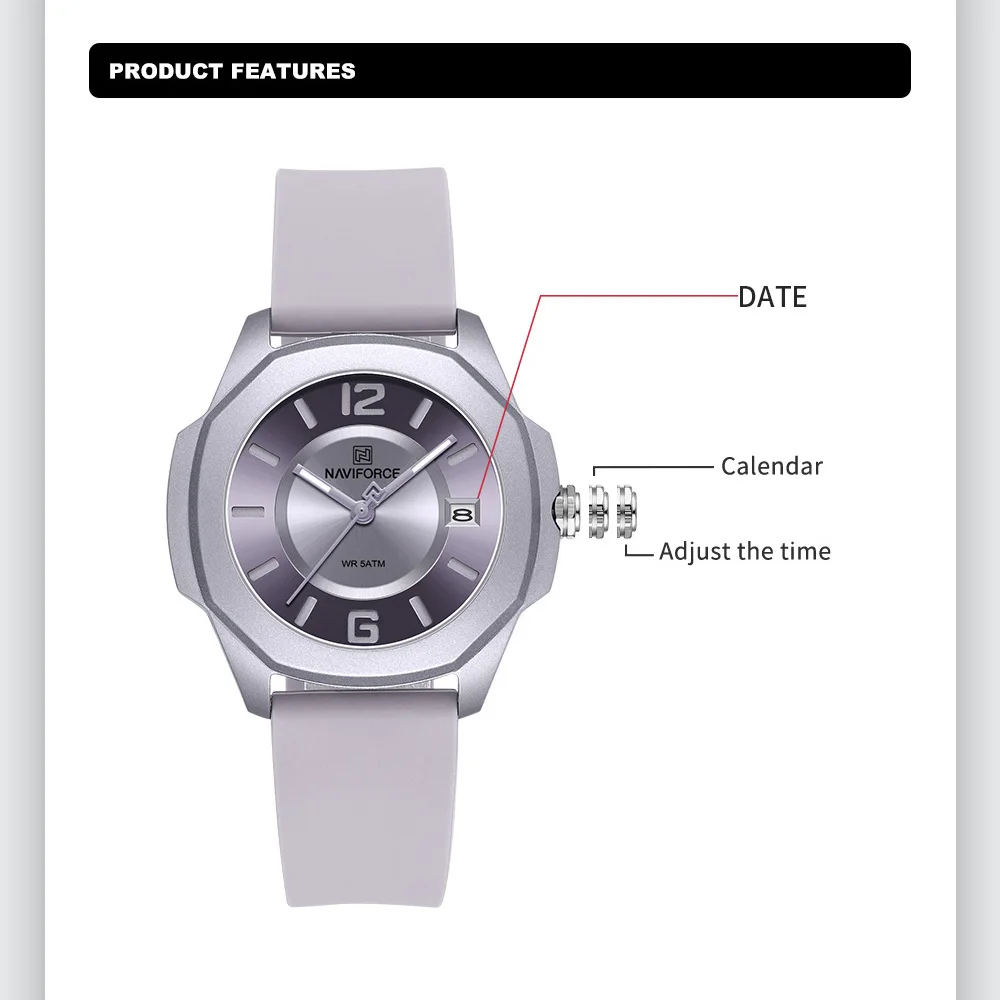 NAVIFORCE 7107 ساعة للنساء موض - مراجعة Silicone Band Women وسعره