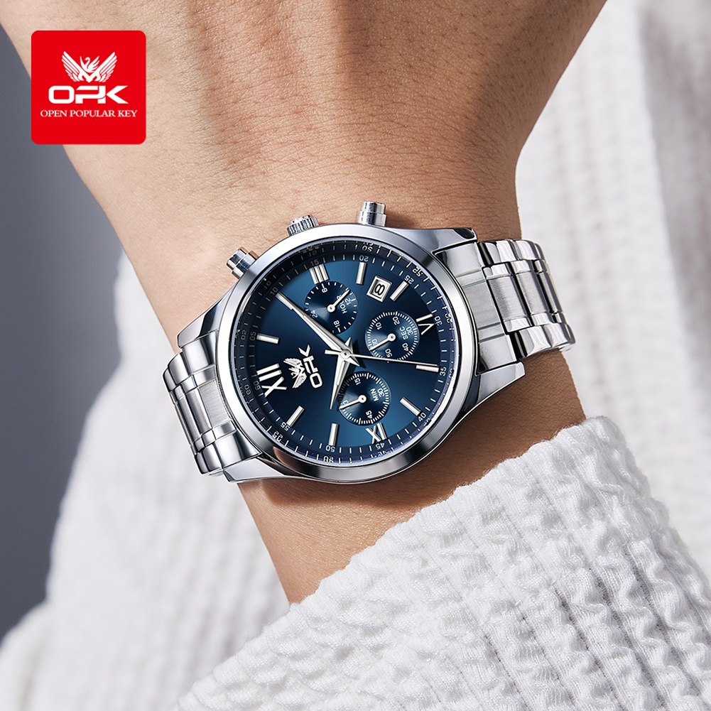 OPK 6052 ساعة رجالي تاريخ تلقا - مراجعة Leather Watch Band Men وسعره
