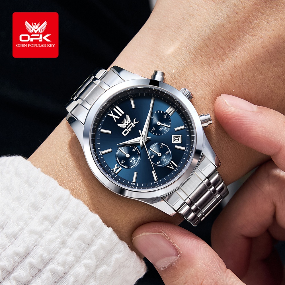 OPK 6052 ساعة رجالي تاريخ تلقا - مراجعة Leather Watch Band Men وسعره